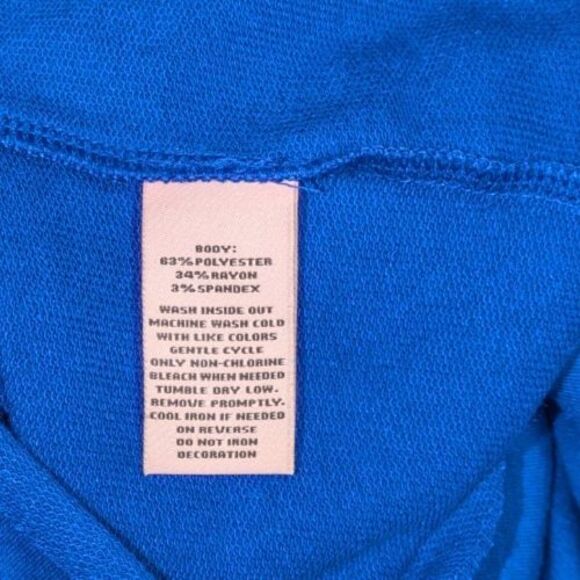 Juicy Couture Sweater L Women's Blue Spell Out Raw Hem Long Sleeve Pullover - Picture 8 of 8